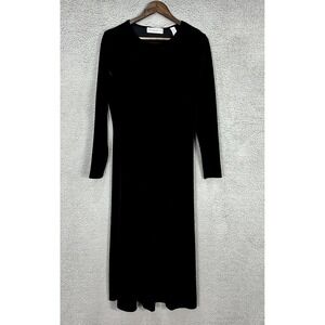 Valerie Stevens Velvet Dress Womens PM Black Long Sleeve Midi Stretch Goth Party